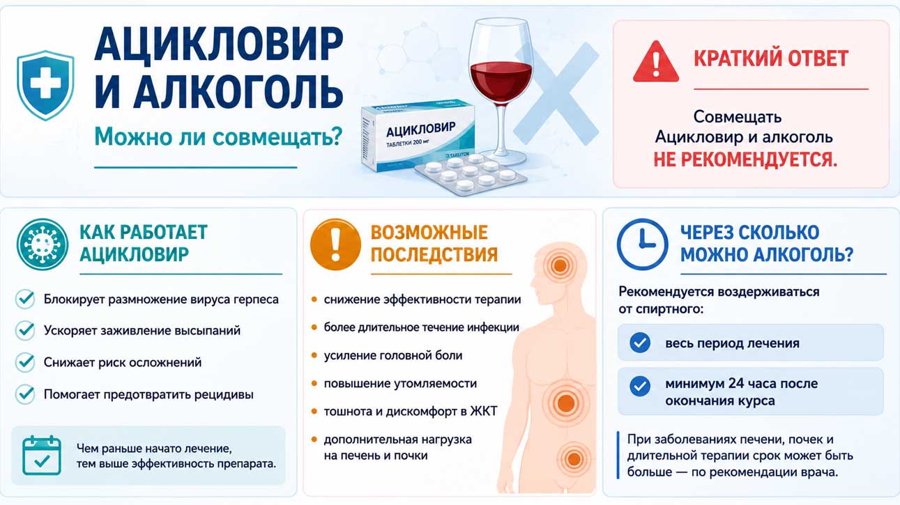 Инфографика: ацикловир и алкоголь