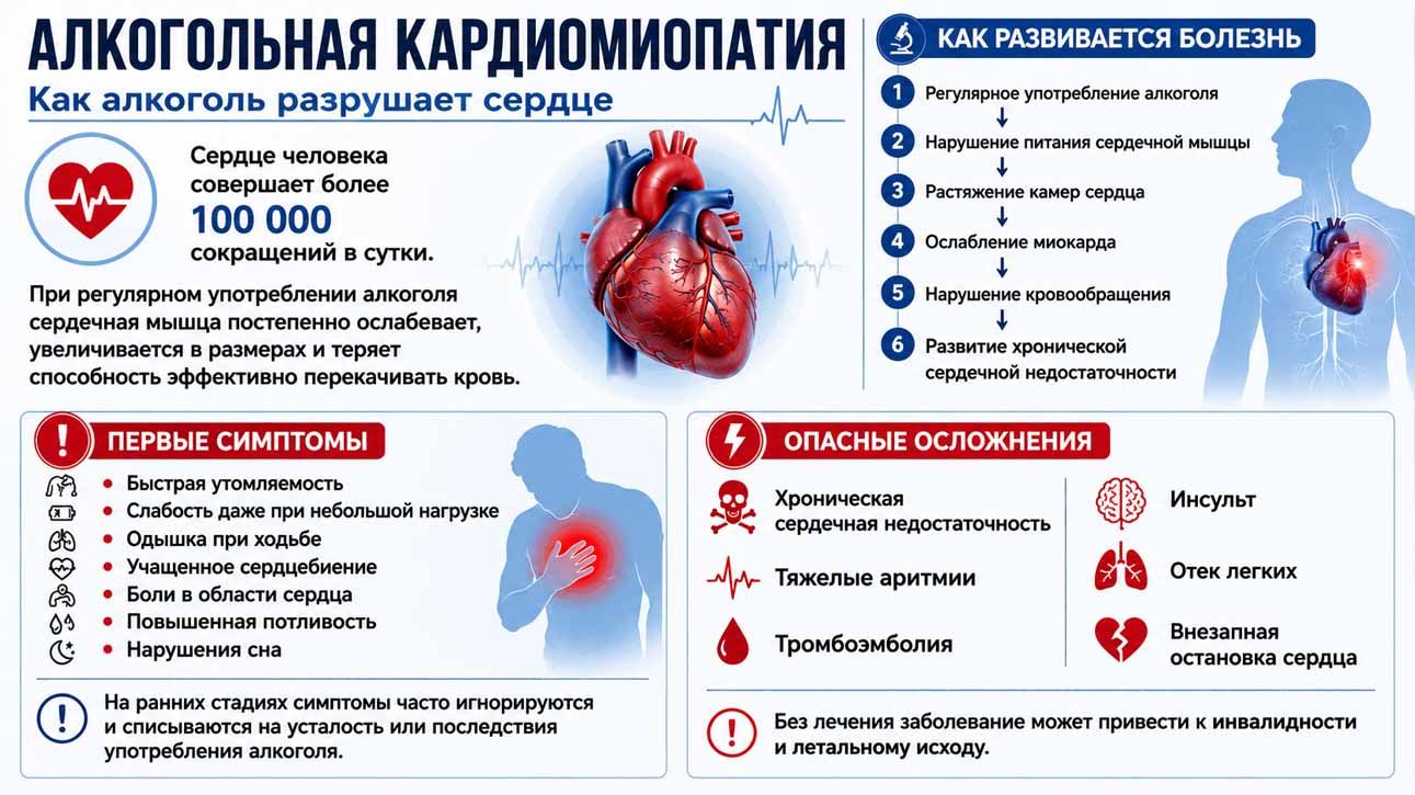 Инфографика о развитии кардимиопатии