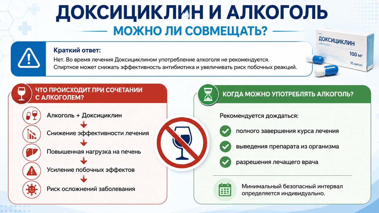 Совместимость Доксициклина и алкоголя