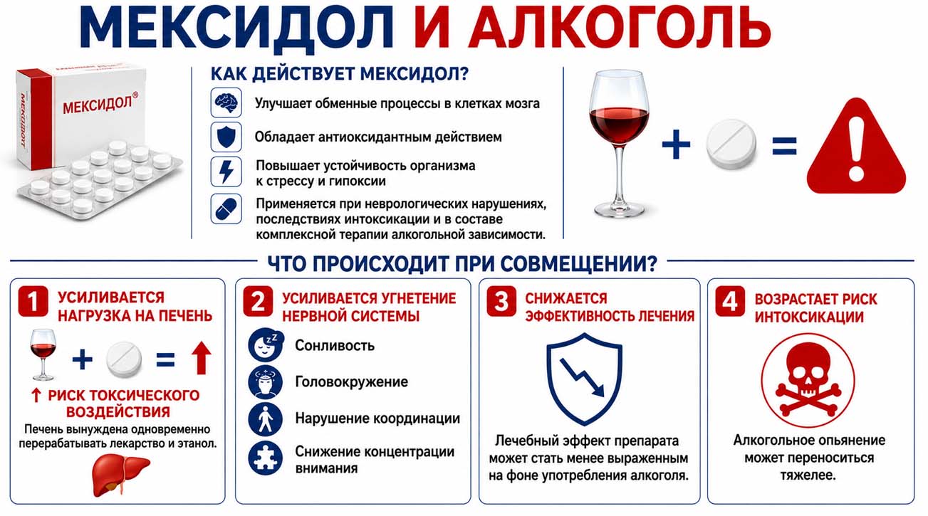 Инфографика на тему сочетание мексидола и алкоголя
