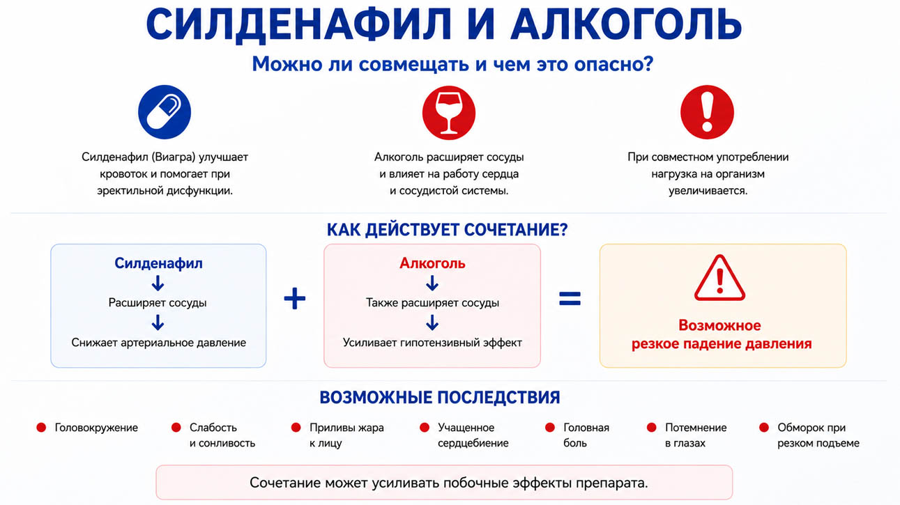 Совместимость Силденафила и алкоголя