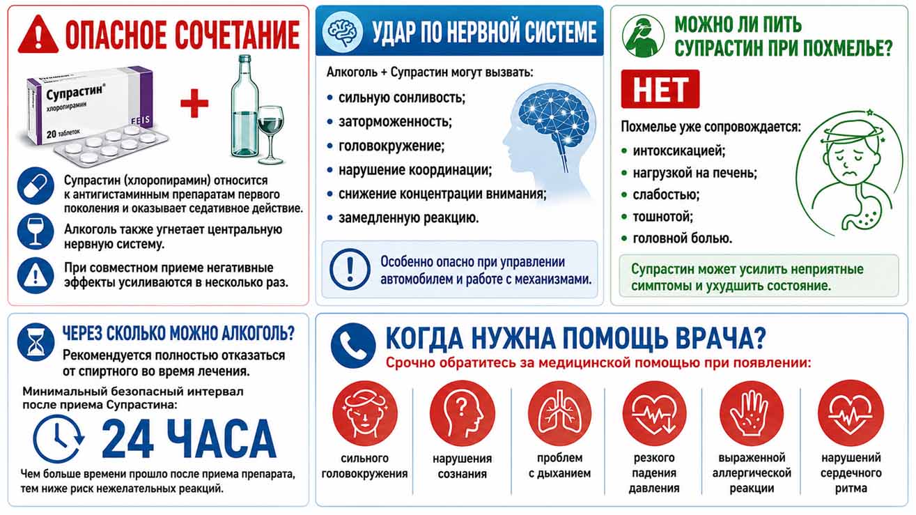 Инфографика на тему сочетание супрастина и алкоголя
